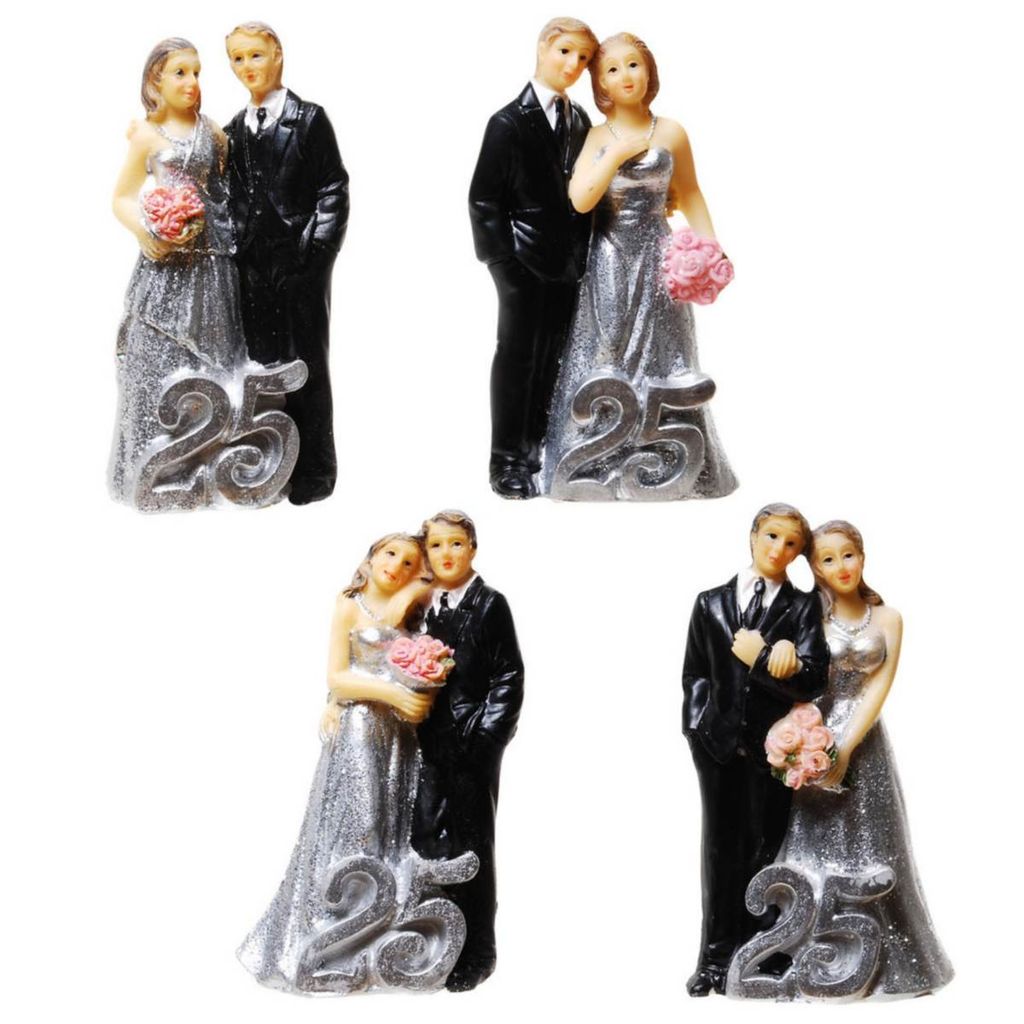 4er Set Silber Hochzeitspaar mit 25