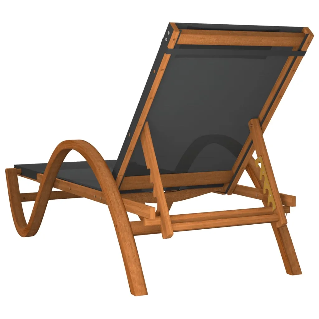Chaise longue robuste en bois et textilène gris pour un confort durable