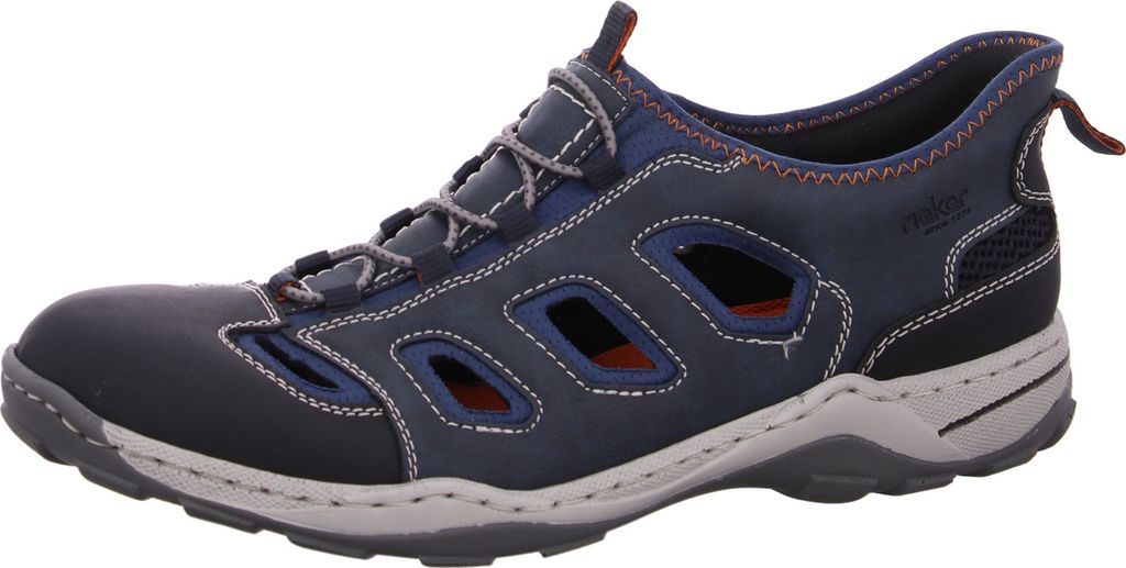 Rieker Slipper gelocht gefloch. modisch in blau, Gr. 42