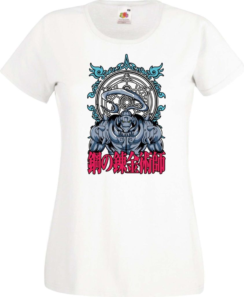 Damen T-Shirt Anime Manga Fullmetal Alchemist Alphonse Elric Elric Alphonse, Lady S / Weiß