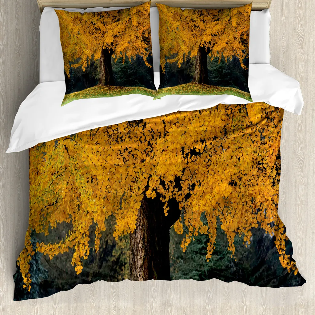 Copripiumino ABAKUHAUS Autunno 155x220 - Set Letto Antiacaro Giallo Terra
