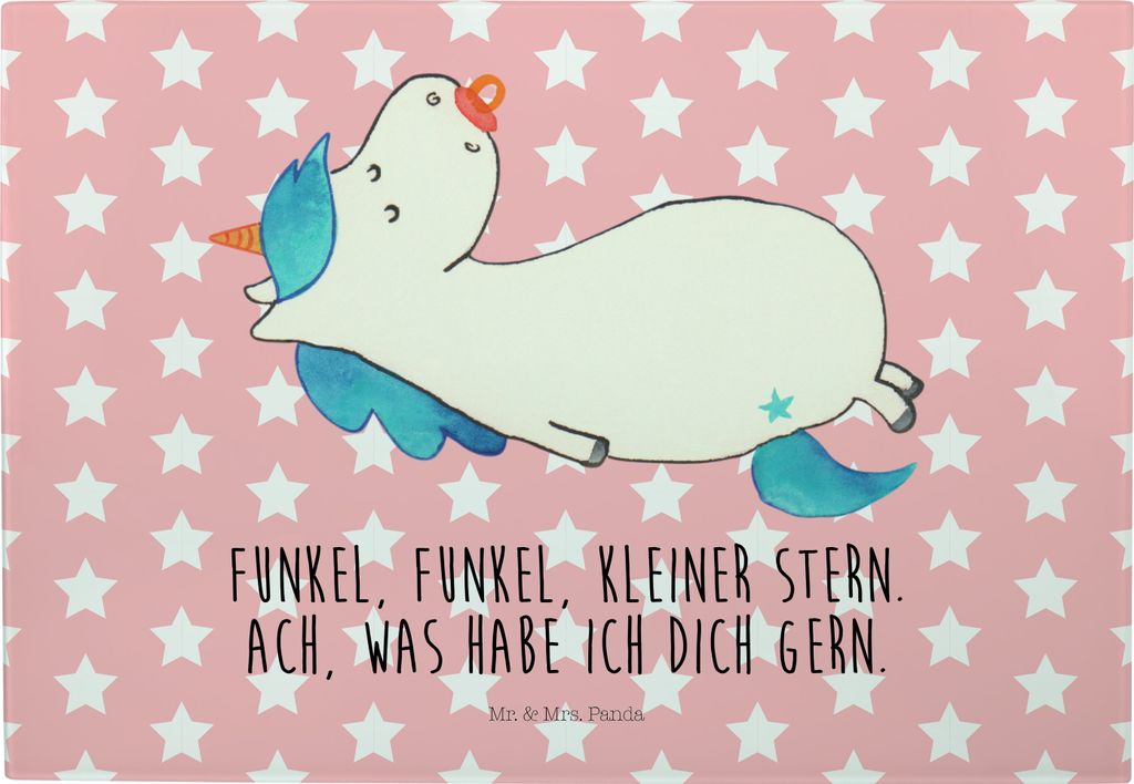 Mr. & Mrs. Panda Schneidebrett Einhorn Schnuller - Rot Pastell - Geschenk, Servierplatte, schneidbrett, Hackbrett, Geburtstag, Mama, Unicorn, Baby,...