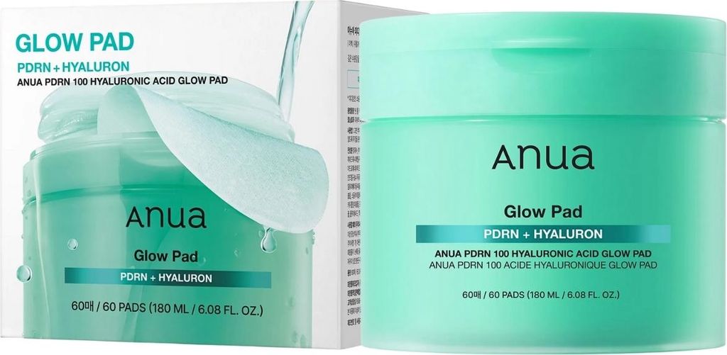 ANUA PDRN 100 Hyaluronic Acid Glow Pad 60 Stück – feuchtigkeitsspendende und aufhellende Gesichtspads