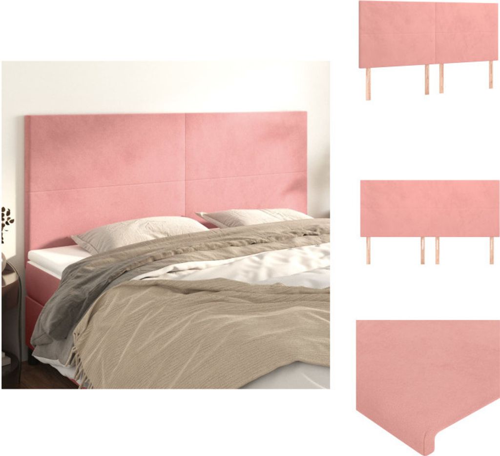 vidaXL Kopfteile 4 Stk. Rosa 100x5x78/88 cm Samt - Kopf- & Fußenden