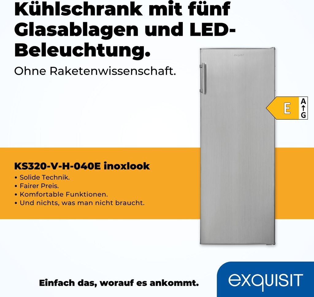 Exquisit Vollraumkühlschrank KS320-V-H-040E inoxlook | 242 Produktbild 2