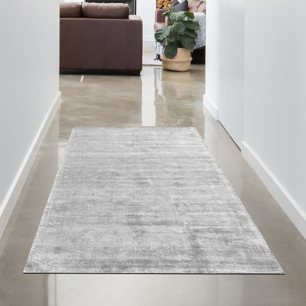 Handgefertigter Qualitativer Wohnzimmerteppich in grau Größe - 80 x 150 cm