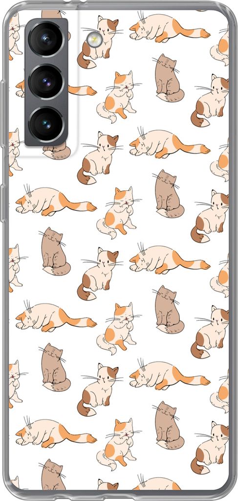MuchoWow Handyhülle Schutzhülle Hülle für Telefoonhoesje Samsung Galaxy S21 Muster - Katze - Kätzchen - Jungen - Mädchen - Kinder - Kinder ...