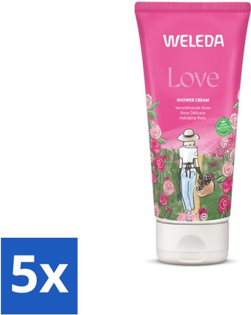 WELEDA - Aromadusche Love Duschcreme - 200 ml - Vorteilspack - 5 Stücke