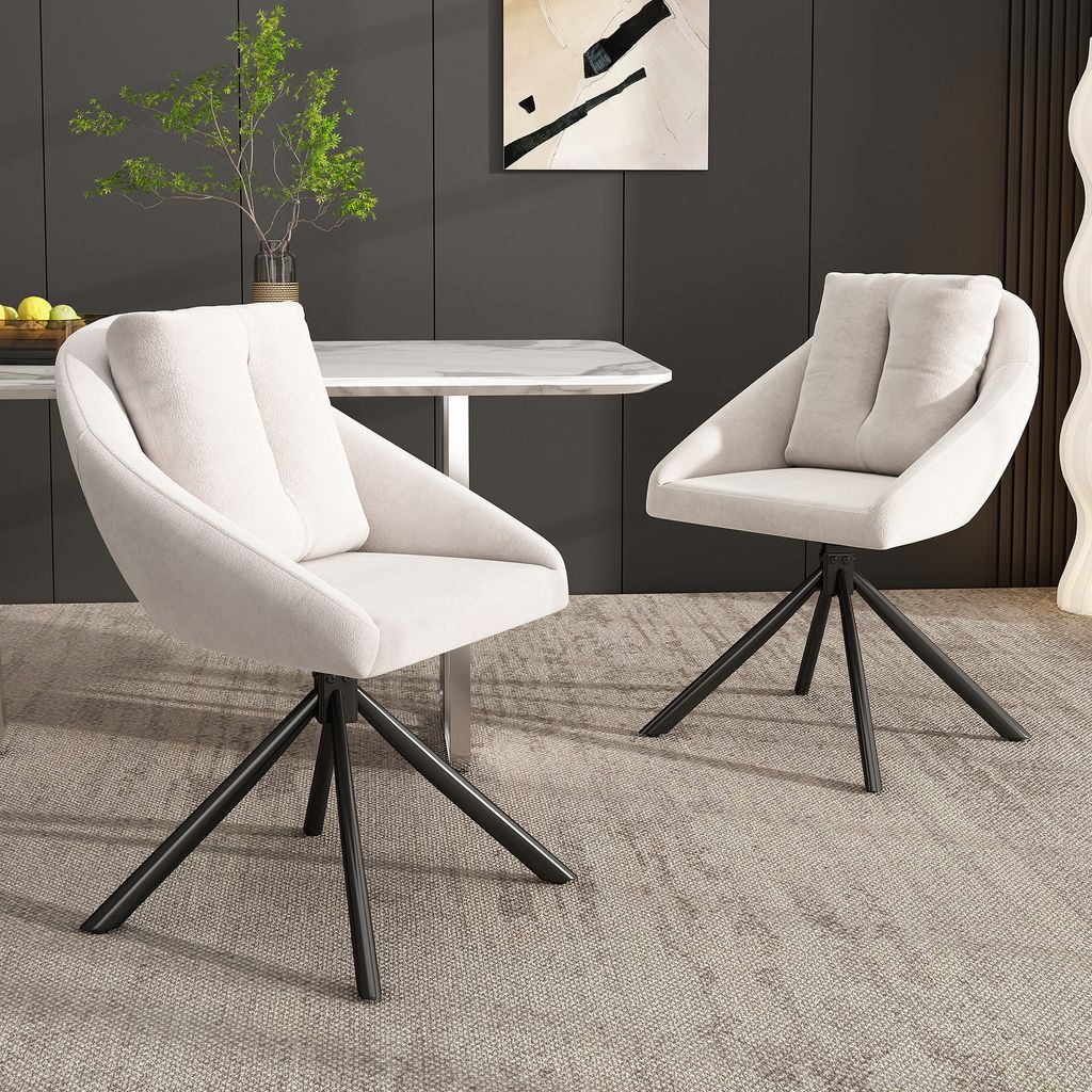 okwish Drehstuhl drehbar Relaxsessel(2 er set)mit Kissen und Rückenlehnen, Ergonomischer Relaxsessel Fernsehsessel Polstersessel,Beige