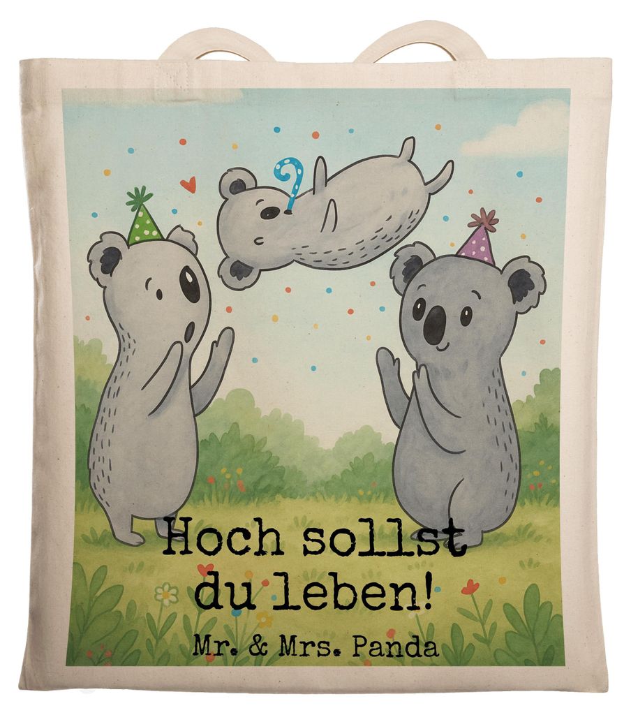 Mr. & Mrs. Panda Tote Bag Koalas Geburtstag Design - Weiß - Geschenk, Shopping Tasche, Büchertasche, Happy Birthday, einkaufsshopper, Laptoptasch...