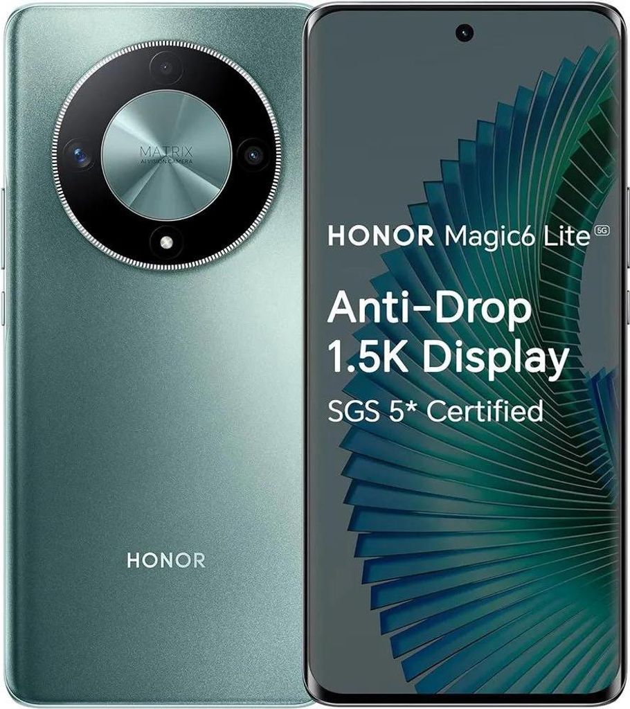 HONOR Magic6 Lite 5G Smartphone – 6,78 Zoll 120Hz AMOLED Display, 108 MP Kamera, 8+256 GB, 5200 MAh Akku, Grün