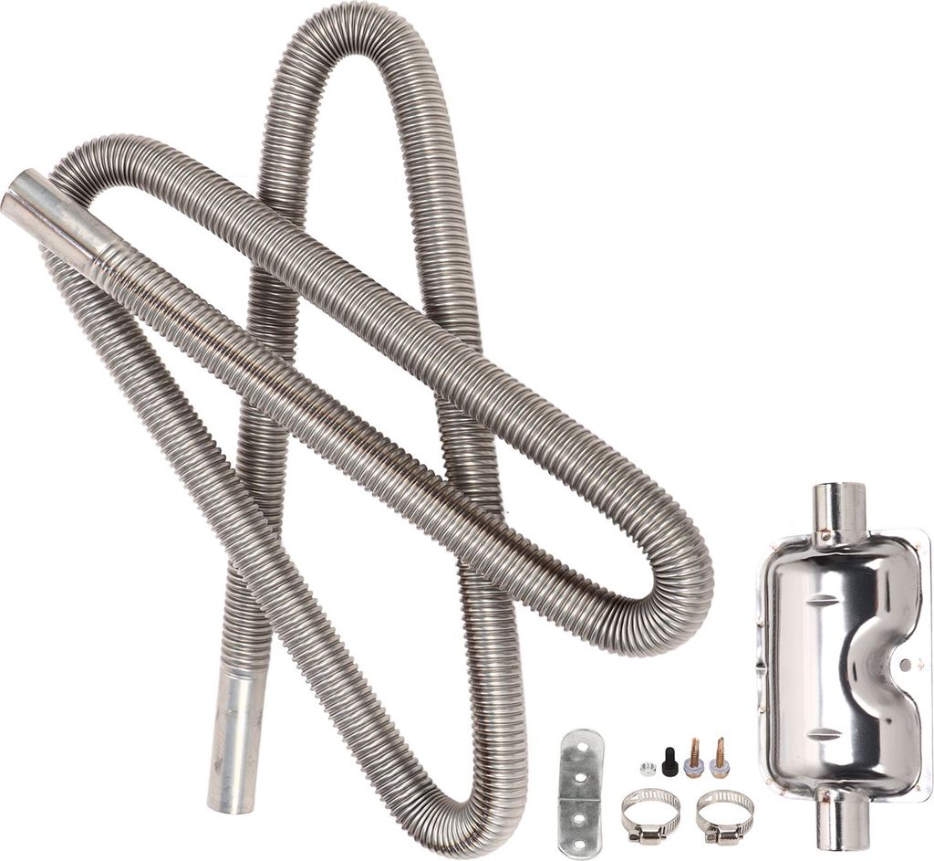Auspuffrohr mit Schalldämpfer für Dieselstandheizung – 2 m Edelstahl-Abgasleitung, Ø 2,5 cm