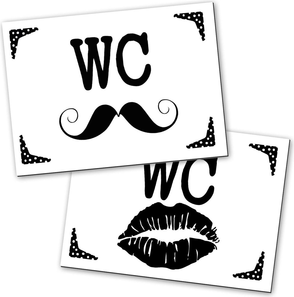 2 WC Schilder Frauen + Männer 14,8 x 10,5 cm weiß schwarz