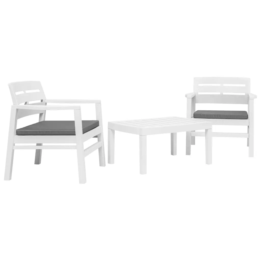 Salon de balcon vidaXL 3 pièces en plastique blanc - Ensemble table chaises - 8