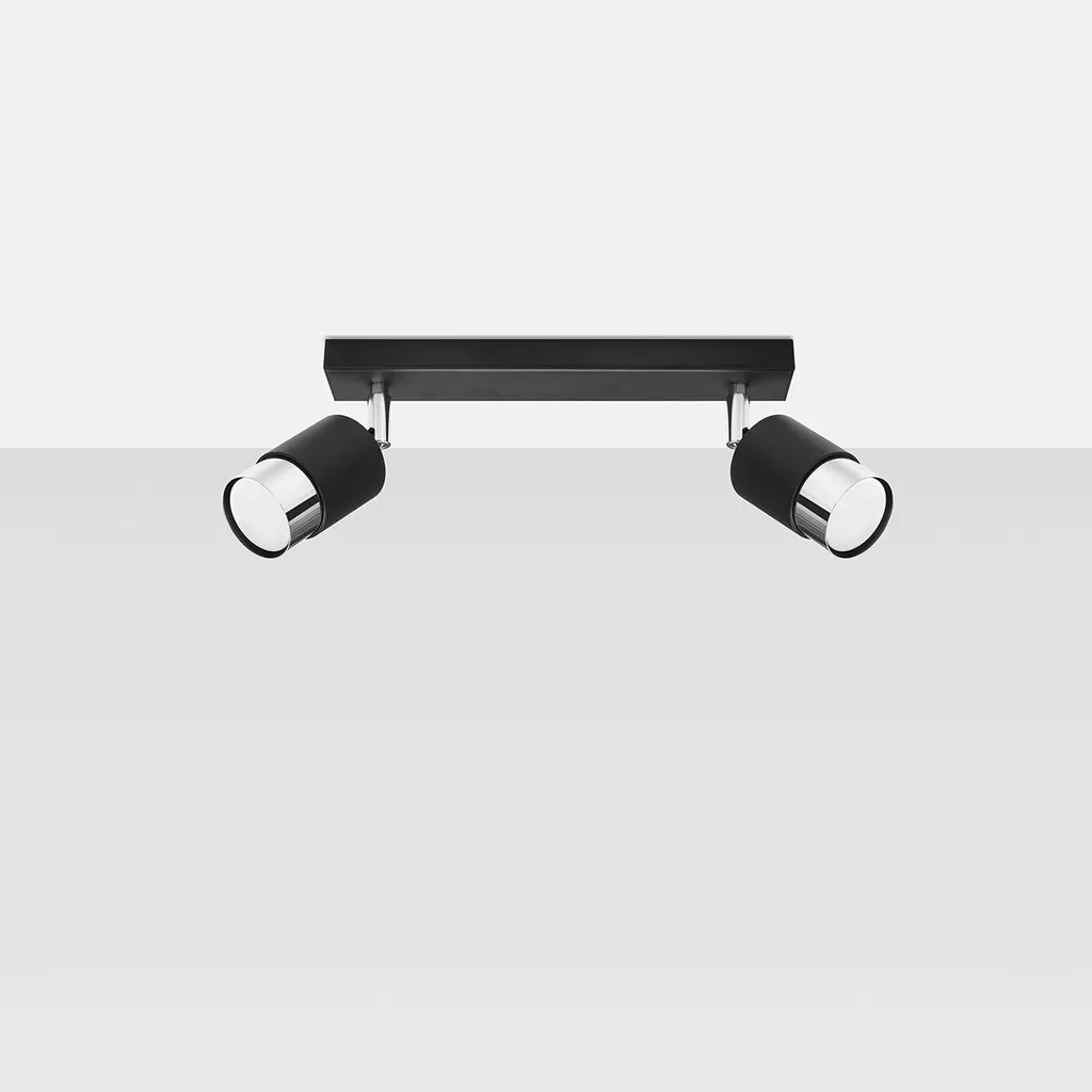 Plafonnier Noir Compact 2 Spots : Solution Éclairage Espaces Faibles - 12