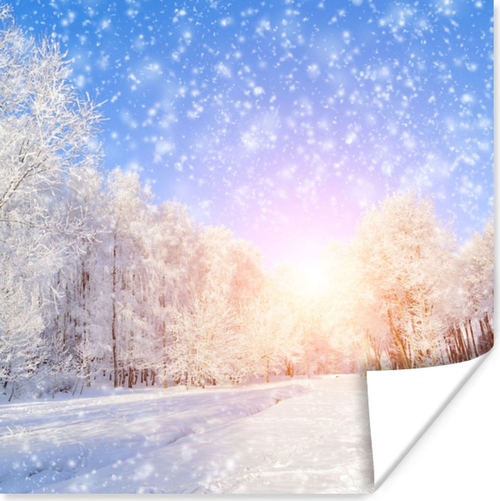 MuchoWow Poster Schnee - Sonne - Winter 75x75 cm - Wand Dekoration