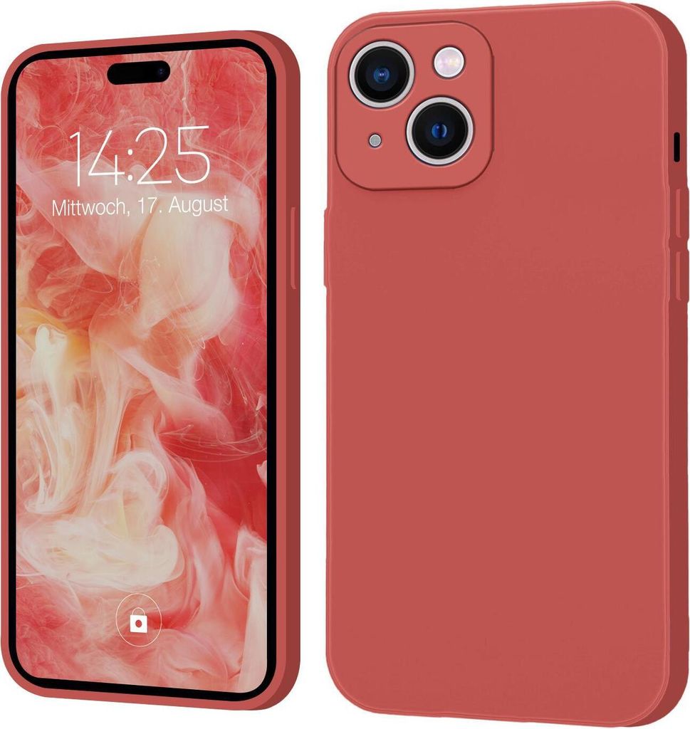 Hülle für iPhone 15 Plus Case Cover Bumper Silikon Softgrip Schutzhülle Farbe: Rot