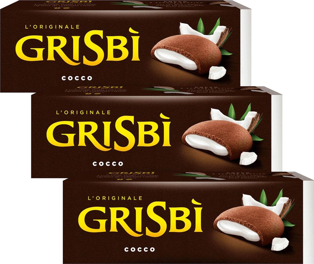 MATILDE VICENZI Grisbi Cocco - Italienische Biskuits mit Kokosnussfüllung 150g x 3 Pakete