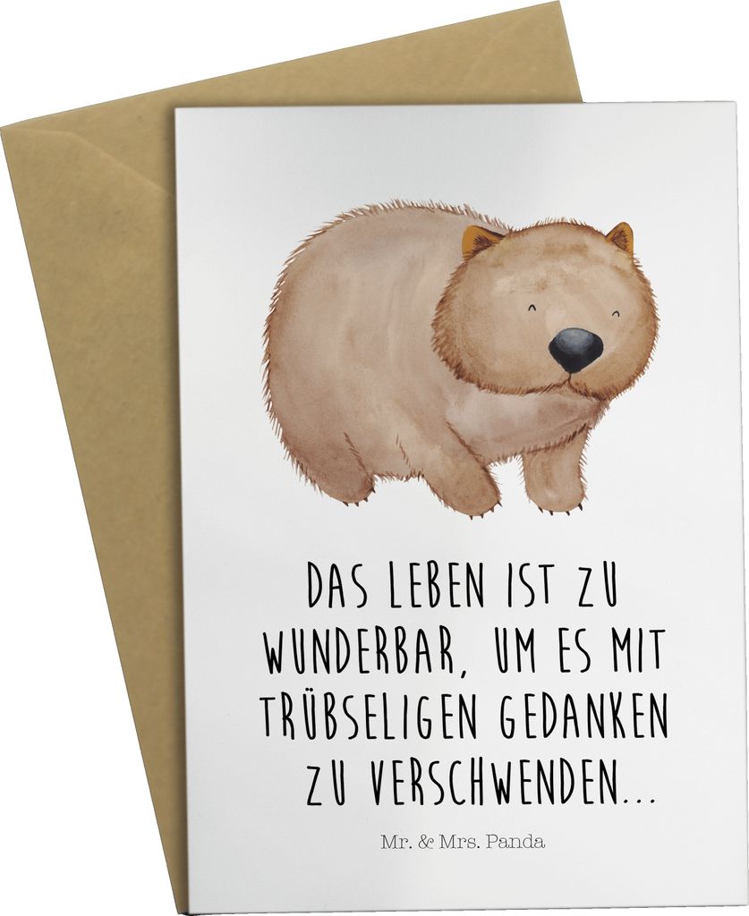 Mr. & Mrs. Panda Grußkarte Wombat - Weiß - Geschenk, weihnachtskarten, einladungskarten, Lustige Sprüche, Motivation, Australien, Spruch, Das Le...
