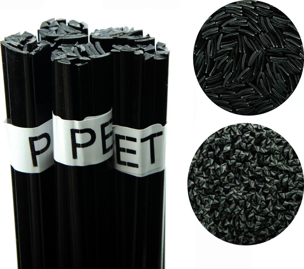 Rosfix Kunststoff-Schweißverbindungsset – PET Kunststoffstab Schwarz | 100g, 42cm Länge | Für Stoßfänger, Gehäuse | Schweißzubehör