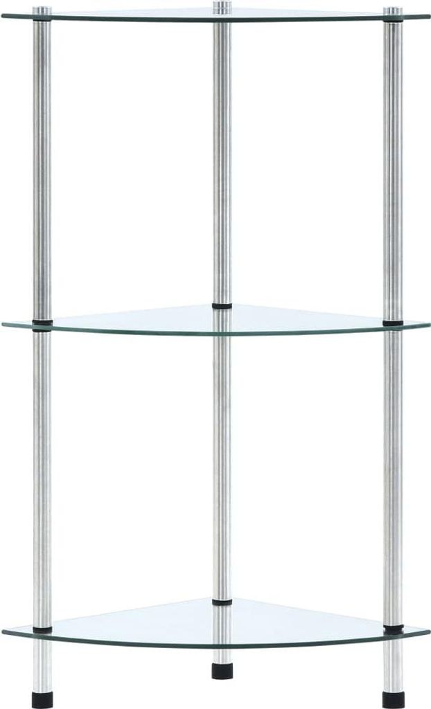 vidaXL Regal mit 3 Ablagen Transparent 30x30x67 cm Hartglas