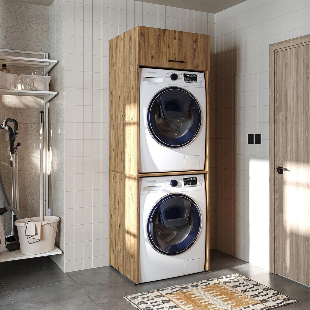 Roomart DUO-II Waschturm 67 cm breit, Eiche
