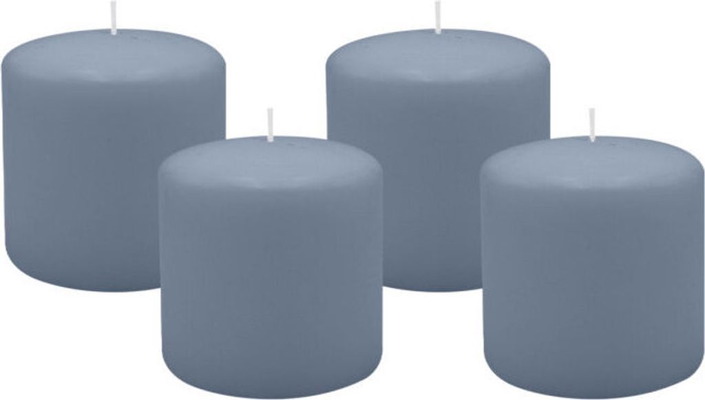 4er Set Adventskranzkerzen Pacific Blau Grau Ø 100 x 100 mm