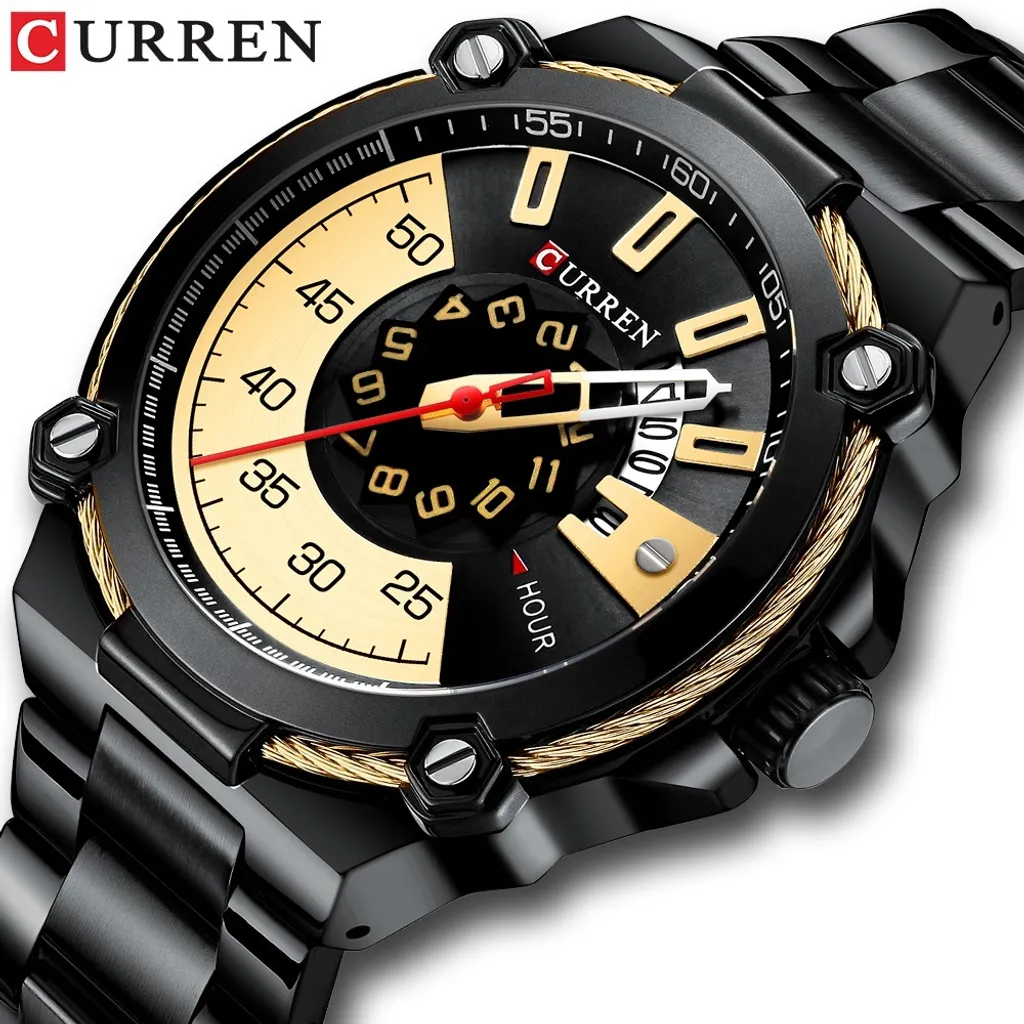 Cronografo Militare CURREN Cody Nero Oro KP14380: Grinta e Precisione - 8