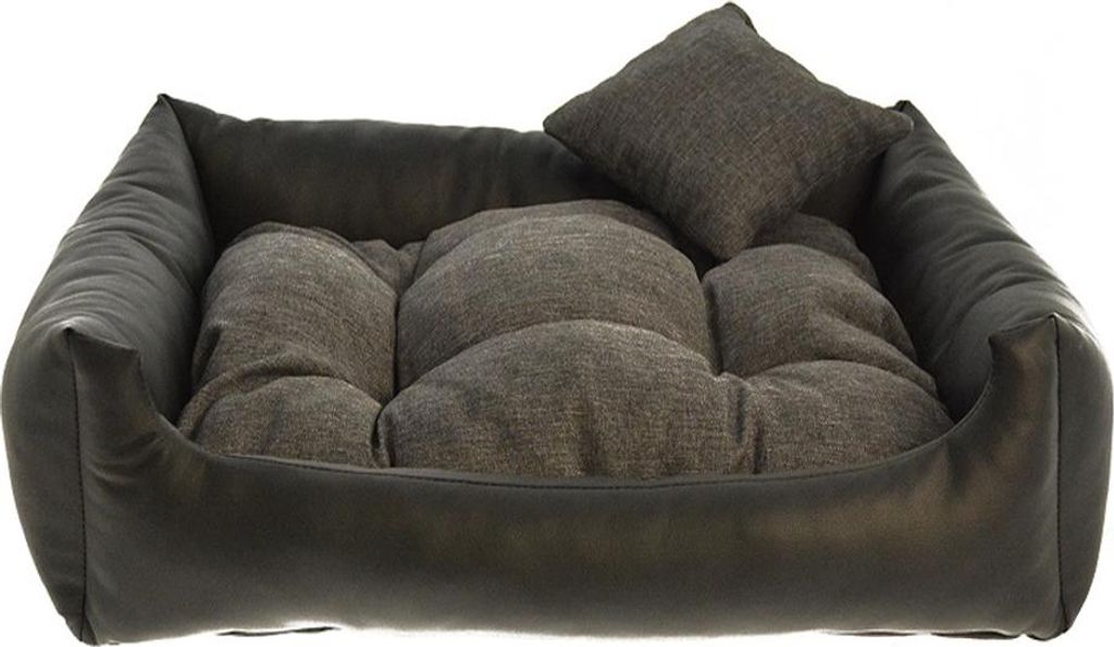 Hundebett Kunstleder Schwarz XL 90x75 cm Hundekissen Hundesofa Katzenbett Hundekorb Bett Katzensofa Mayaadi Home
