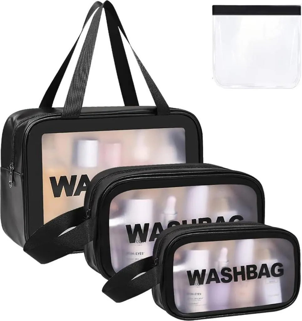 Organizzatore Trucchi e Cosmetici Trasparente - Set 4 Bustine Zip