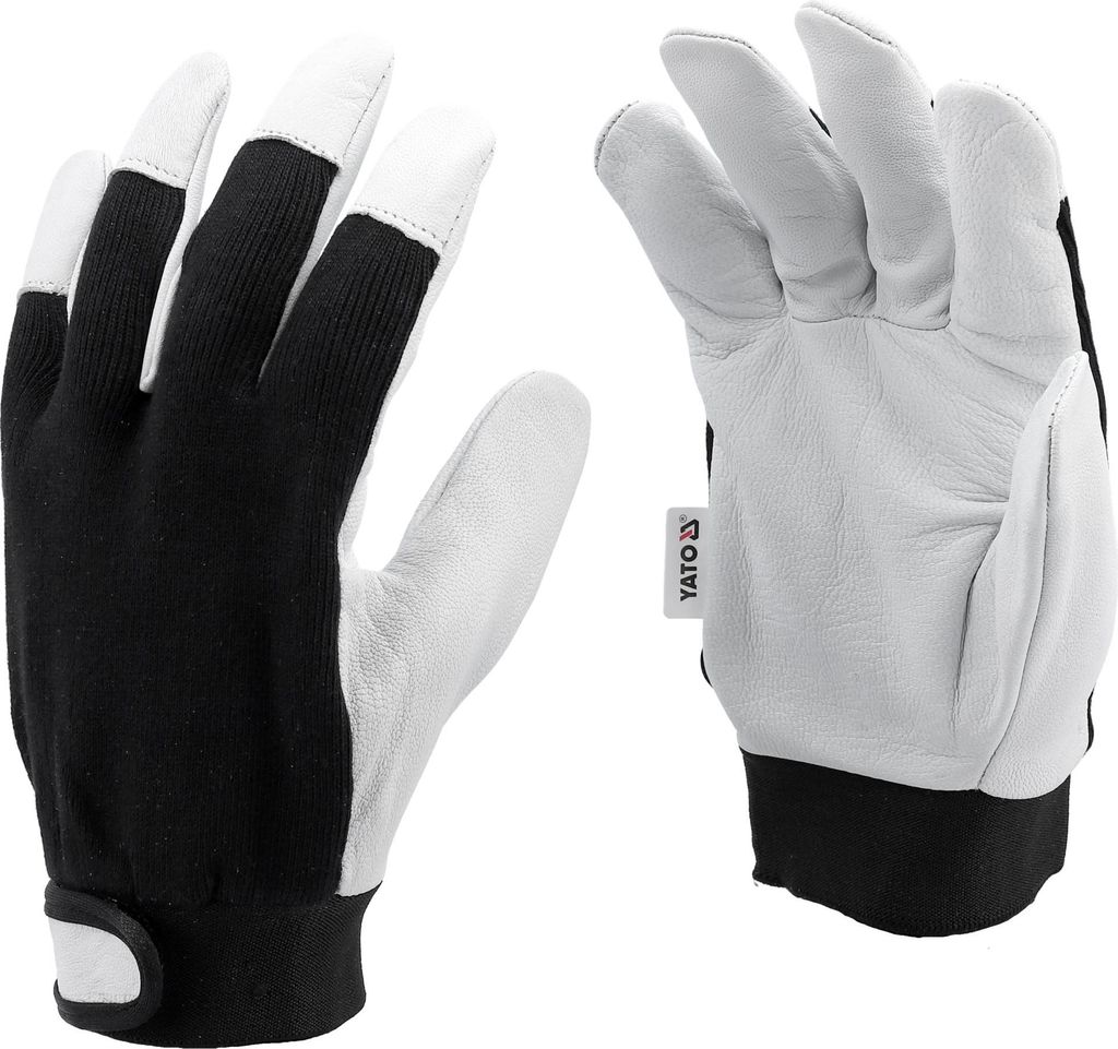Yato YT-74639 Handschuh de Sicherheitshandschuhe de Werkstatt Schwarz, White Stoff, Leder 1 Stück(e)