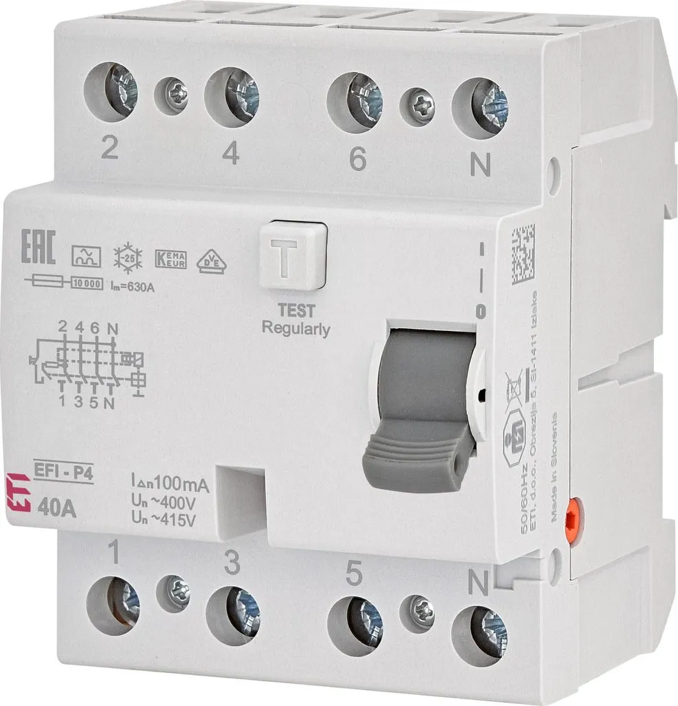Interrupteur différentiel EFI-P4 40A 100mA : stopper les fuites de courant