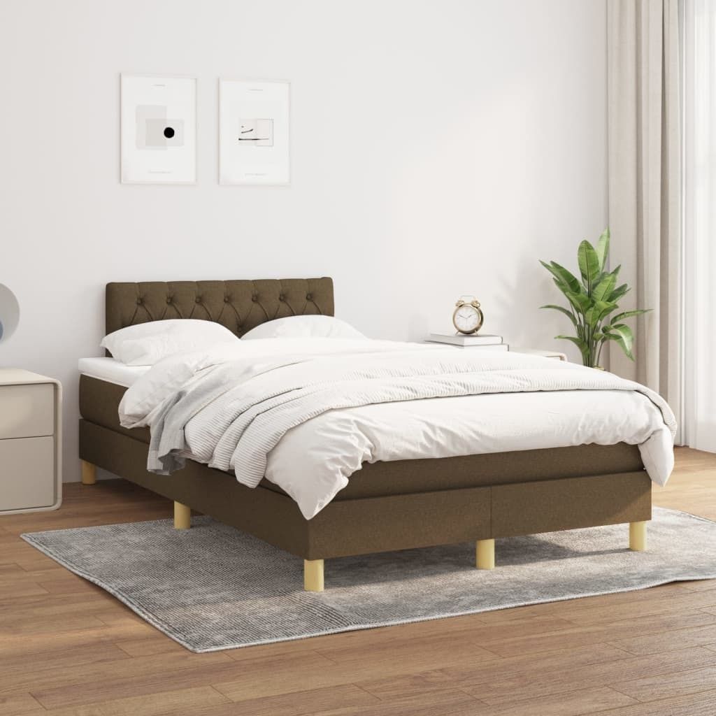 Maison Exclusive - Boxspringbett mit Matratze Dunkelbraun 120x200 cm Stoff