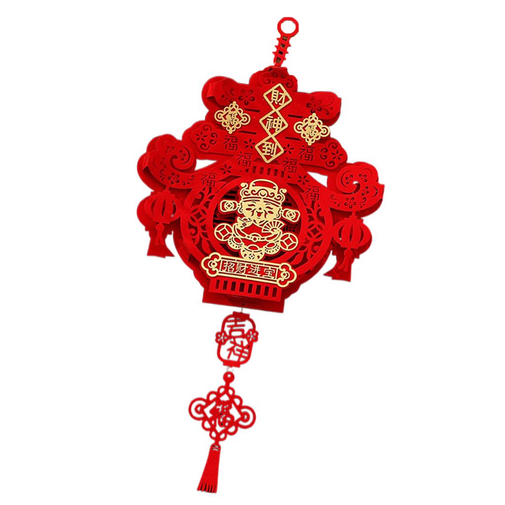 Neujahrsanhänger Blessing Wort abnehmbarer Hook Flanell Chinesische Knotenstil Springfestival Hanging Ornament für Party-F ,Größen:Small