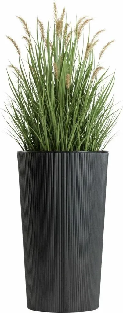 Pot de fleurs pour terrasse et balcon gris 57 cm, bac à plantes design