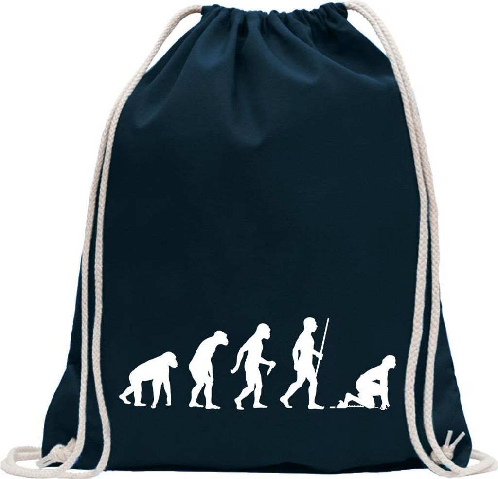 Kiwistar - Turnbeutel - dunkelblau - Sprint Laufen Evolution - Fun Rucksack Sport Beutel Gymsack Baumwolle mit Ziehgurt
