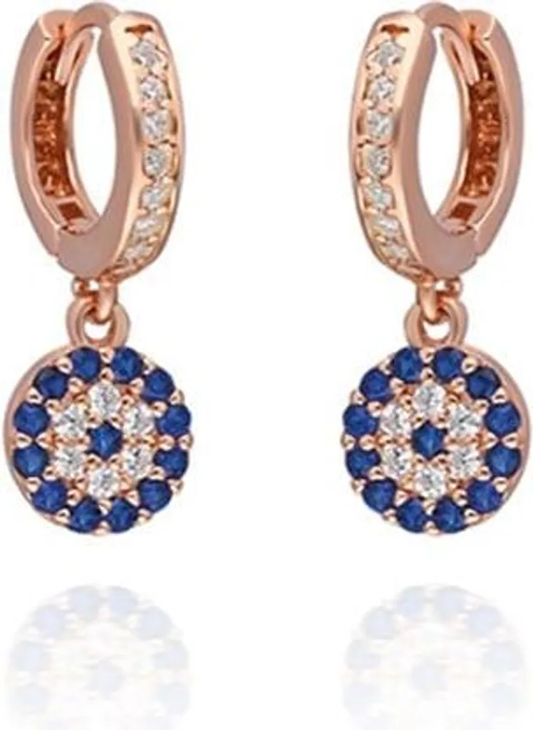 Boucles d'oreilles Nazar en argent 925 véritable avec pavage zirconium