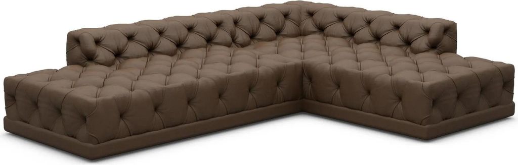 Kunstleder L-Form Lounge Sofa Meliva Dunkelbraun Rechts