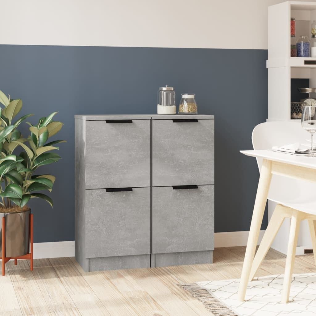 The Living Store Sideboards 2 Stk. Betongrau 30x30x70 cm Holzwerkstoff