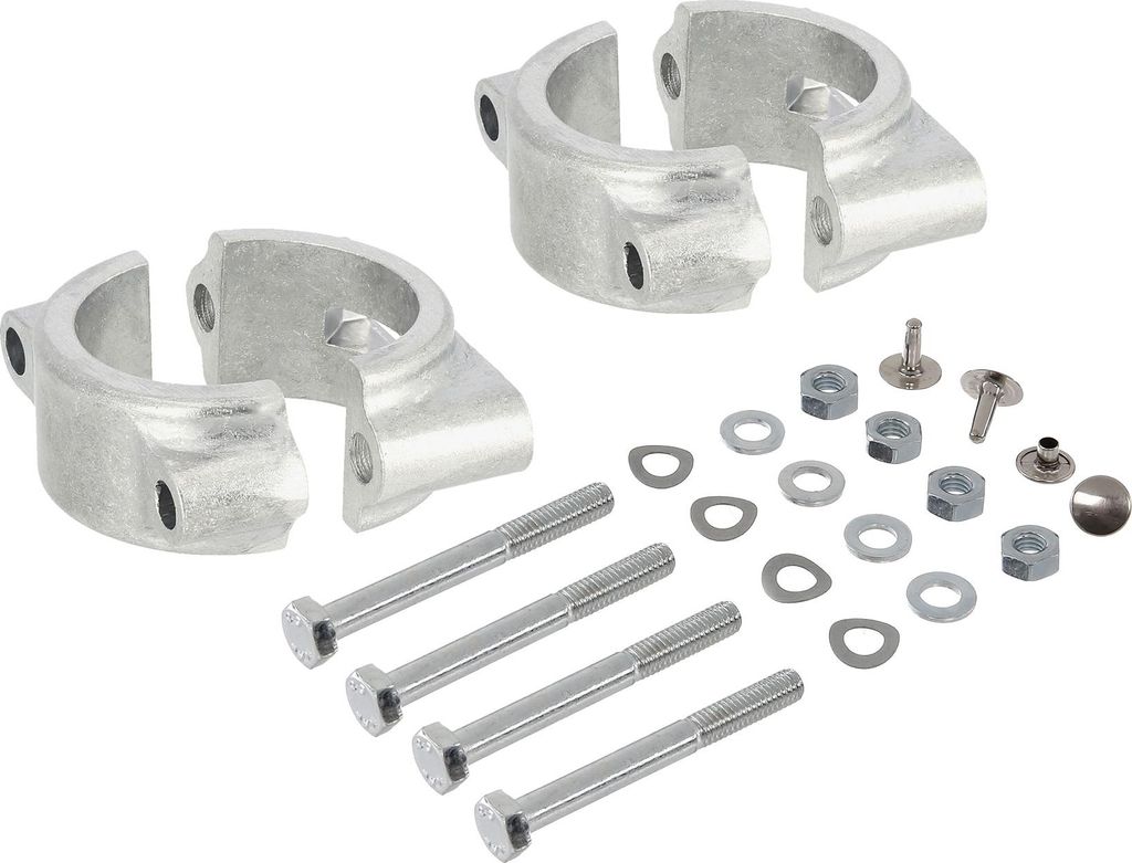 Set: 2x Formstück innen + 2x Klemmbrücke außen, mit Sechskantschrauben, für Schutzblech vorn - für S50, S51, S70, SR50, SR80