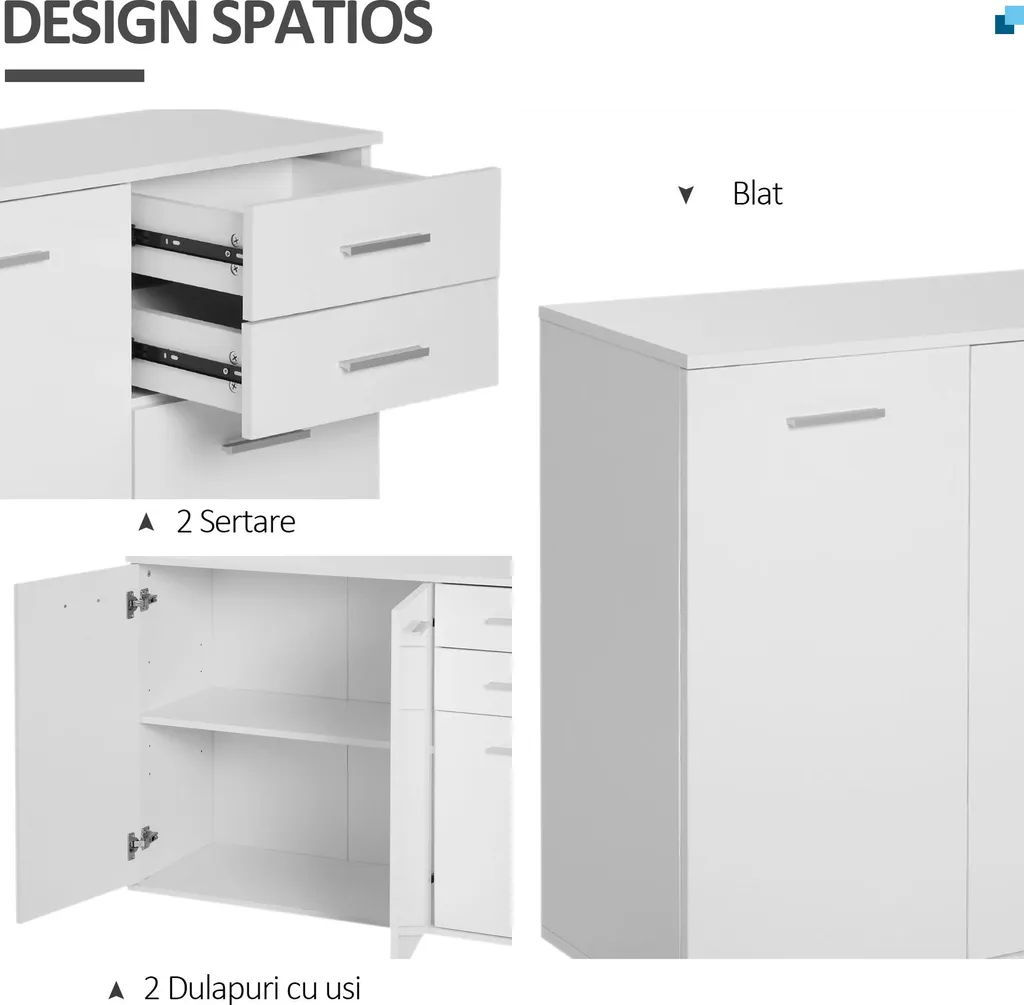 Commode de cuisine compacte pour micro-ondes et vaisselle blanche - 3