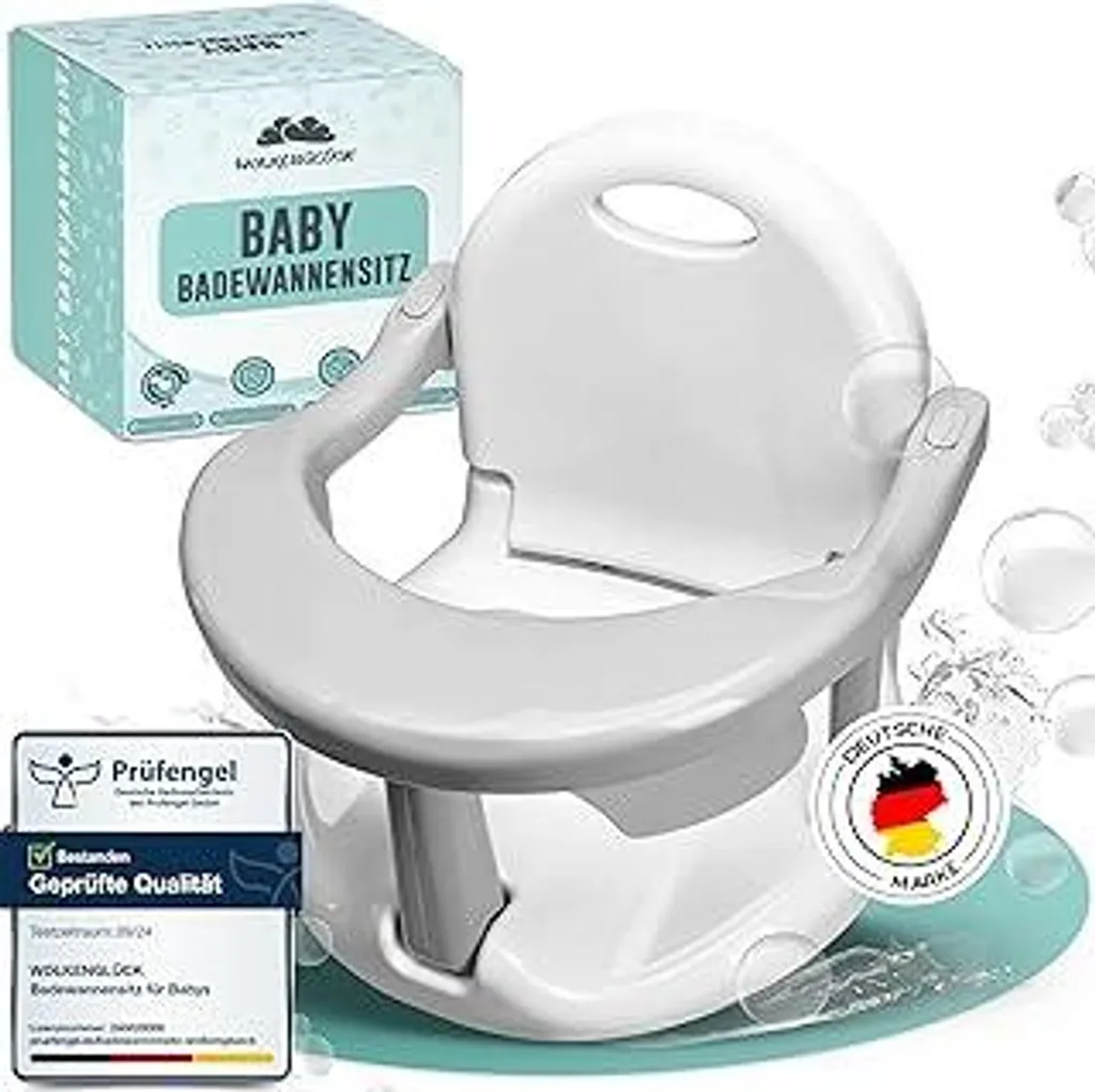 Seggiolino Bagnetto Sicuro 6-18 Mesi | Antiscivolo Portata 20kg Ventose