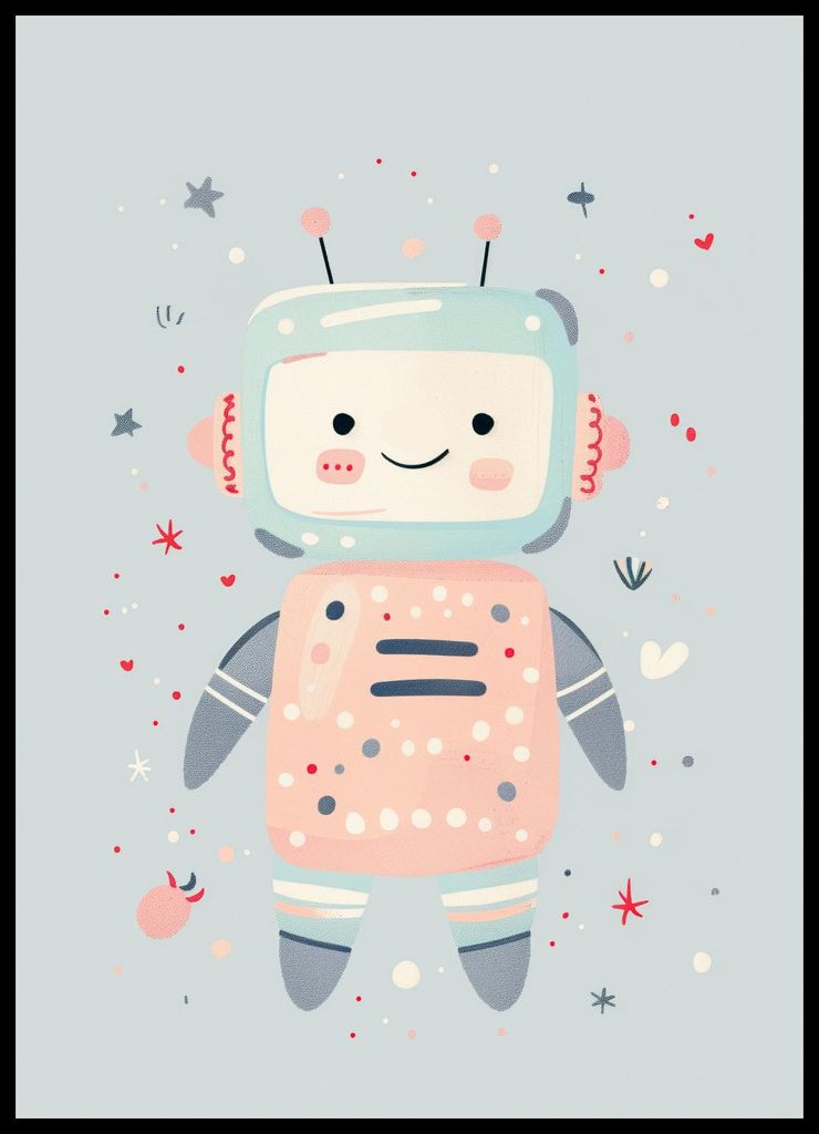 Plakat 50x70cm Muster für Kinder, Mädchen und Jungen - Roboter