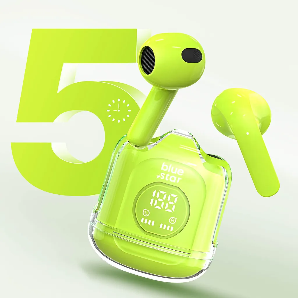 Blue Star, cuffie Bluetooth con microfono integrato 5 ore di durata della batteria, verde limone - 6