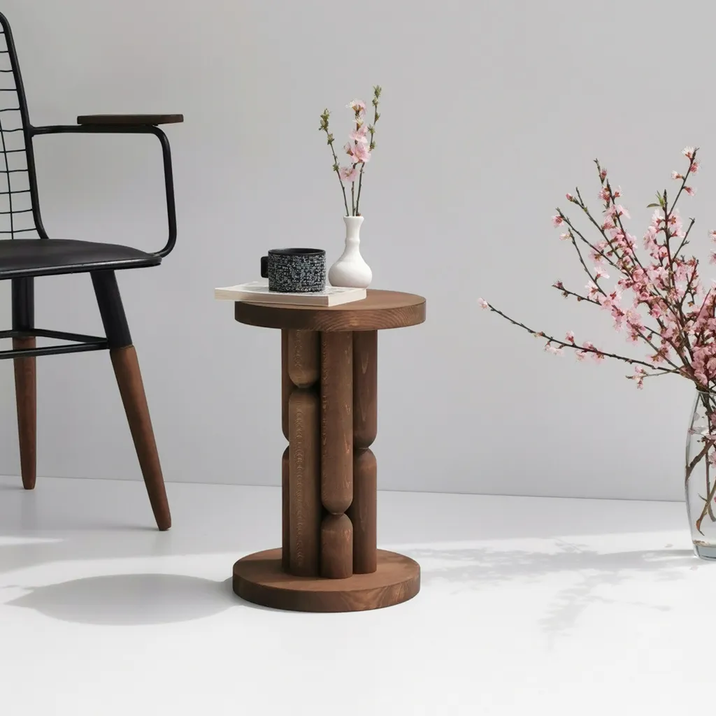 Table d'appoint stable en bois de hêtre, solution pour petits espaces - 3