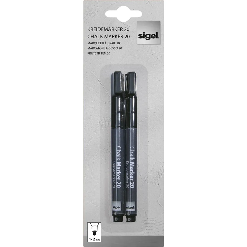 Marqueur Craie Noir Effaçable sans Traces - Écriture Nette 1-2 mm - Lot 2
