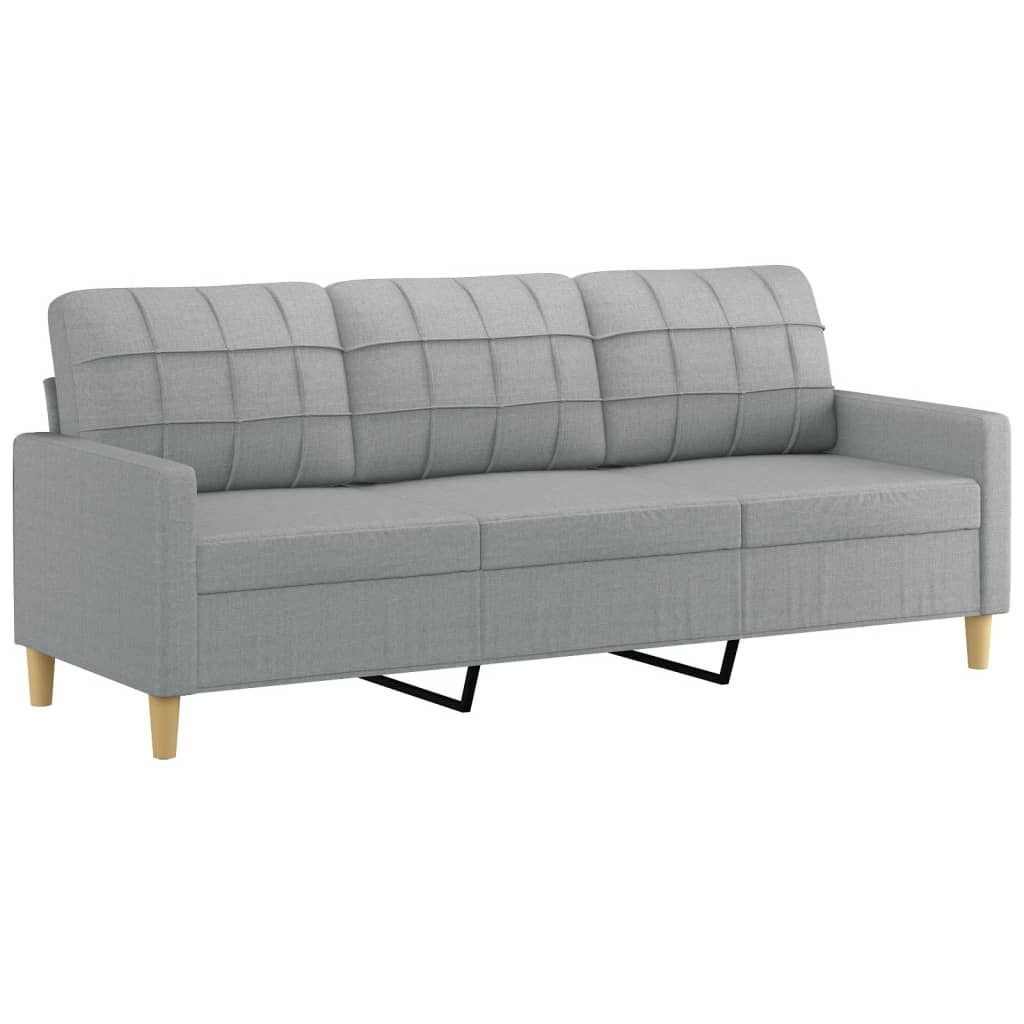 vidaXL 3-Sitzer-Sofa Hellgrau 180 cm Stoff Produktbild 