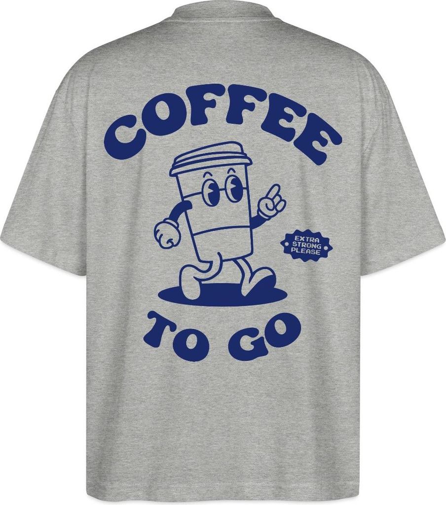 Spreadshirt Coffee To Go Illustration Retro Oversize Uni T-Shirt, XXL, Grau meliert