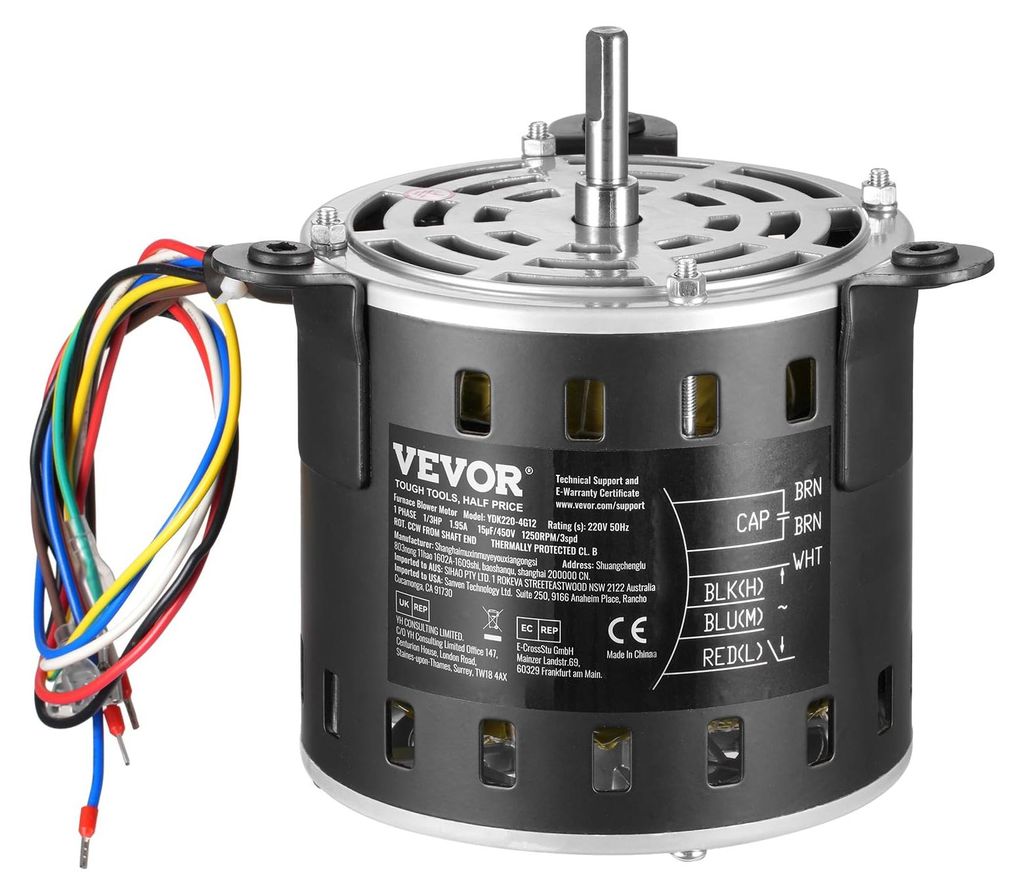 VEVOR 1/3 PS Gebläsemotor, 220 V, 1,95 A, 1250 U/min, 3 Produktbild 