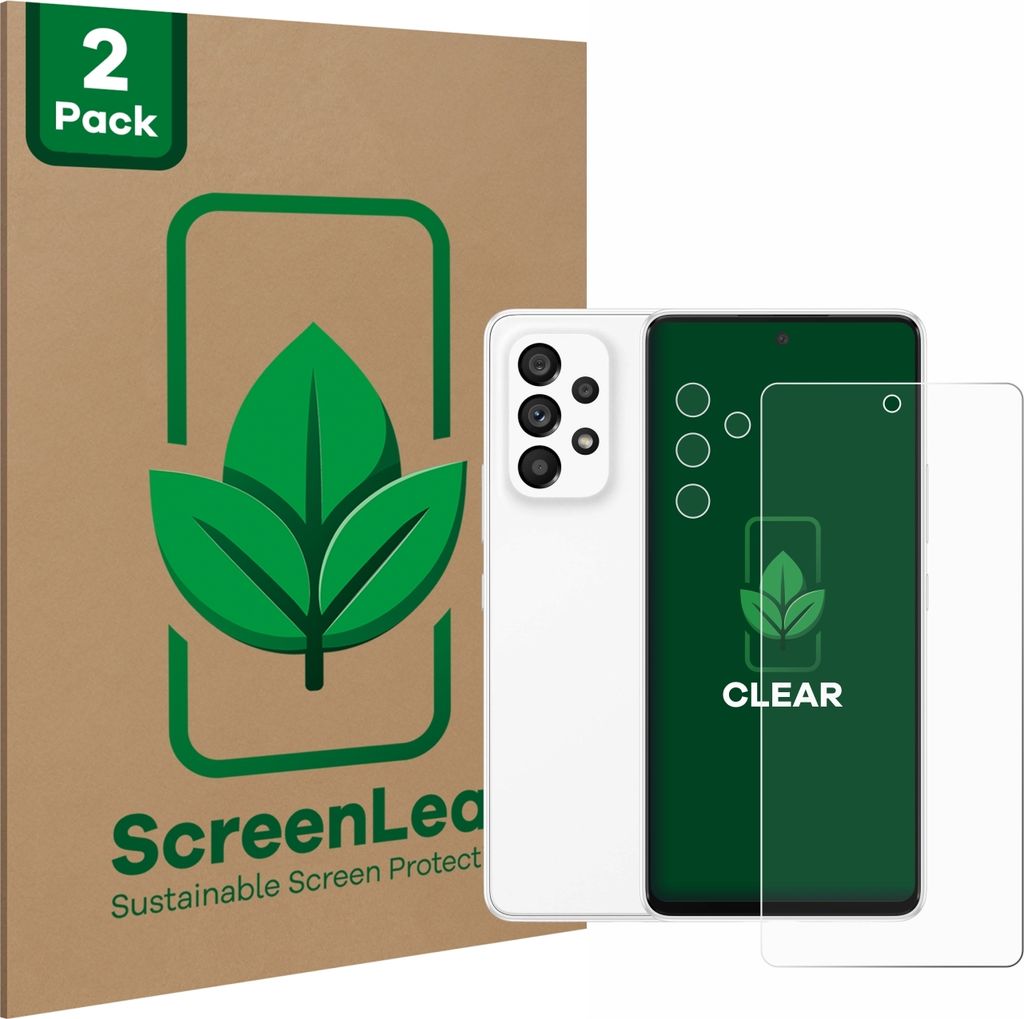 2x ScreenLeaf Schutzfolie für Samsung Galaxy A53 5G (Display+Kamera) nachhaltiger Displayschutz Display Schutz Folie Klar Transparent